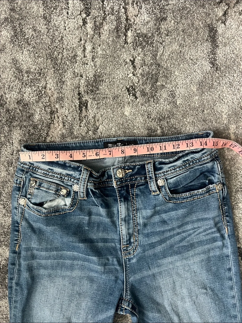 Miss Me Light-Mid Blue Size 32 Skinny Jeans - Picture 10 of 14
